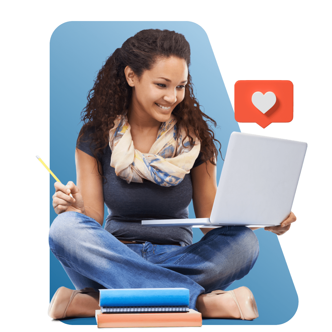 Web & Digital Communications Pathway image 21 (name 1 Young Women Sitting Laptop Heart 1)