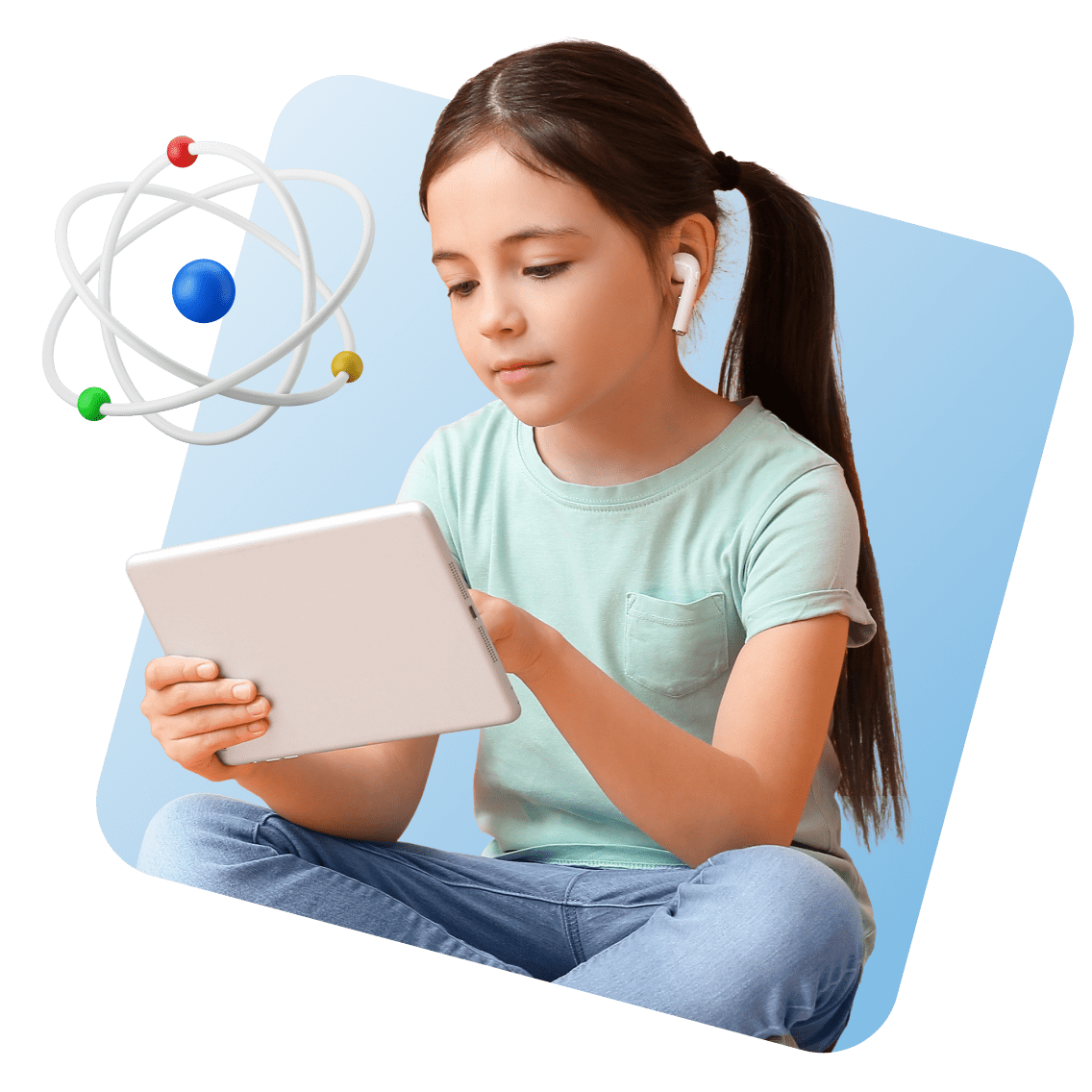 A variety of courses tailored to each student’s needs. image 23 (name 3 Young Girl Tablet Airpods Science)