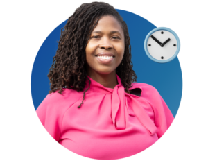 Donesha in circle with clock