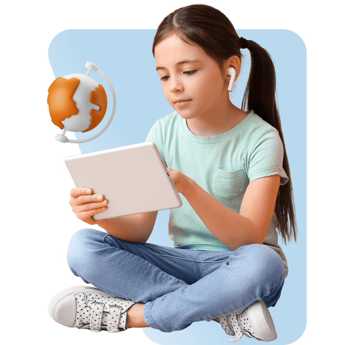 Online Homeschool Costs image 21 (name SECOND IMAGE 1 Young Girl Tablet Airpods Location)